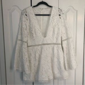 Sau Lee White Lace Bell Sleeve Romper